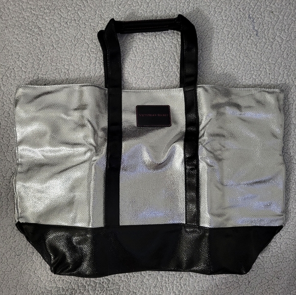 Victoria's Secret Handbags - Victoria's Secret Silver and Black Tote Bag